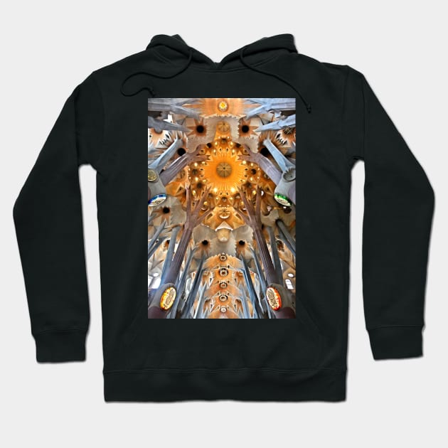 Looking upwards in the Sagrada Familia Hoodie by Cretense72